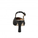 Slingback à bout pointu pour femmes en cuir noir sans ornements et talon 7 - Pointures disponibles:  32, 33, 34, 35, 42, 43, 44, 45