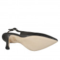 Zapato destalonado a punta para mujer sin adornos en piel de color negro con tacón 7 - Tallas disponibles:  32, 33, 34, 35, 42, 43, 44, 45
