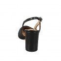 Slingback a punta senza ornamenti da donna in pelle nera con tacco largo 7 - Misure disponibili: 32, 33, 34, 35, 42, 43, 44, 45