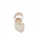Slingback à bout pointu pour femmes en cuir tressé ivoire et bords en daim taupe talon 2 - Pointures disponibles:  32, 33, 34, 35, 42, 43, 44, 45
