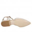 Slingback a punta da donna in pelle intrecciata avorio e profili in camoscio taupe tacco 2 - Misure disponibili: 32, 33, 34, 35, 42, 43, 44, 45
