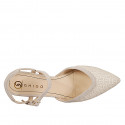 Slingback à bout pointu pour femmes en cuir tressé ivoire et bords en daim taupe talon 2 - Pointures disponibles:  32, 33, 34, 35, 42, 43, 44, 45