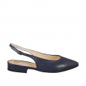 Slingback a punta senza ornamenti da donna in pelle blu con tacco 2 - Misure disponibili: 32, 33, 34, 42, 43, 44, 45