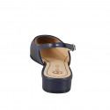 Woman's pointed slingback in plain dark blue leather with heel 2 - Available sizes:  32, 33, 34, 42, 43, 44, 45