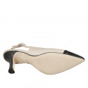 Slingback a punta para mujer en piel color beis y con puntera y tacón en piel de color negro con tacon 7 - Tallas disponibles:  32, 33, 34, 35, 42, 43, 44, 45