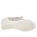 Scarpa stringata da donna in pelle forata avorio e pelle stampata e forata con zeppa 6 - Misure disponibili: 31, 32, 33, 34, 42, 43, 44, 45, 46