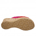 Sabot da donna con plantare in memory foam e fasce incrociate in camoscio rosso e fucsia, plateau e zeppa in sughero 7 - Misure disponibili: 32, 33, 34