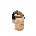 Sabot da donna con plantare in memory foam e fasce incrociate in camoscio nero, plateau e zeppa in sughero 7 - Misure disponibili: 32, 33, 34