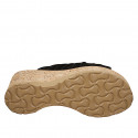 Sabot da donna con plantare in memory foam e fasce incrociate in camoscio nero, plateau e zeppa in sughero 7 - Misure disponibili: 32, 33, 34