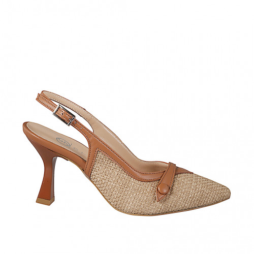 Woman’s slingback in beige drawstring...