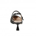 Mary Jane slingback a punta cinturino e bottone in pelle nera con tacco a rocchetto 6 - Misure disponibili: 32, 33, 34, 35, 42, 43, 44, 45, 46