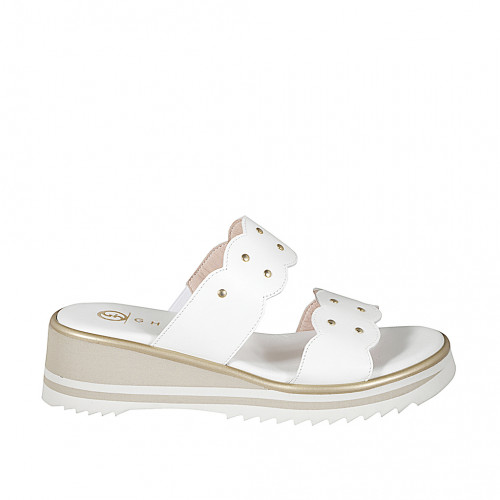 Woman's open mules with 2 bands with...