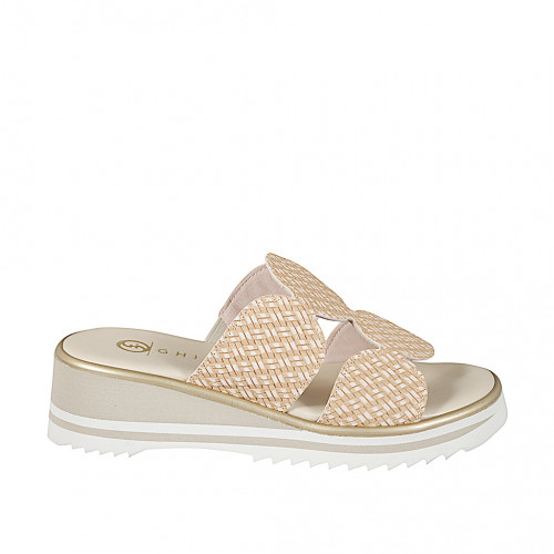 Pelle|BEIGE.Bianca|intrec.2fasce|Z. 5 - Available sizes:  32, 33, 34, 42, 43, 44, 45, 46