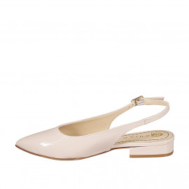 Slingback a punta da donna senza ornamenti in vernice nude con tacco 2 - Misure disponibili: 32, 33, 34, 35, 42, 43, 44, 45 2