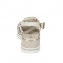 Sandalo da donna a 2 fasce con nodo in pelle beige e camoscio stampato platino zeppa 5 - Misure disponibili: 32, 33, 34, 42, 43, 44, 45, 46
