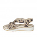 Woman's sandal with elastic and Velcro fastener in spotted suede with wedge heel 3 - Available sizes:  32, 33, 34, 35, 42, 43, 44, 45, 46