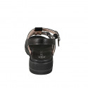 Woman's sandal with 2 buckles in black leather with wedge heel 3 - Available sizes:  32, 33, 34, 35, 42, 43, 44, 45, 46