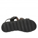 Sandalo da donna con 2 fibbie in pelle nera e zeppa 3 - Misure disponibili: 32, 33, 34, 35, 42, 43, 44, 45, 46