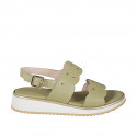 Sandalo da donna a 2 fasce con elastico e borchie in pelle verde con zeppa 3 - Misure disponibili: 32, 33, 34, 35, 42, 43, 44, 45, 46