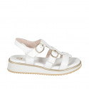 Sandalo da donna con 2 fibbie in pelle bianca e zeppa 3 - Misure disponibili: 32, 33, 34, 35, 42, 43, 44, 45, 46