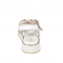 Sandalias para mujer con doble hebilla en piel de color blanco y con cuña 3 - Tallas disponibles:  32, 33, 34, 35, 42, 43, 44, 45, 46