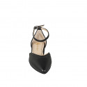 Woman's pointy open shoe with ankle strap in black leather with heel 2 - Available sizes:  32, 33, 34, 35, 42, 43, 44, 45