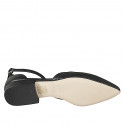 Woman's pointy open shoe with ankle strap in black leather with heel 2 - Available sizes:  32, 33, 34, 35, 42, 43, 44, 45