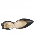 Woman's pointy open shoe with ankle strap in black leather with heel 2 - Available sizes:  32, 33, 34, 35, 42, 43, 44, 45