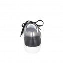 Woman's lace-up sneaker with removable insole in black and silver laminated leather wedge 3 - Available sizes:  43, 44, 45