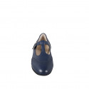 Bailarina para mujer con cinturón a charlestón y punta de ala en piel de color azul oscuro y con tacón 2 - Tallas disponibles:  32, 33, 34, 35, 42, 43, 44, 45, 46