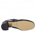 Slingback a punta tonda da donna stile Mary Jane con doppio cinturini in vernice nera e tacco 5 - Misure disponibili: 32, 33, 34, 35, 42, 43, 44, 45