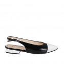 Slingback à bout pointu pour femmes avec bout droit en cuir verni noir et blanc et talon 2 - Pointures disponibles:  32, 33, 34, 35, 42, 43, 44, 45