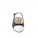 Slingback à bout pointu pour femmes avec bout droit en cuir verni noir et blanc et talon 2 - Pointures disponibles:  32, 33, 34, 35, 42, 43, 44, 45