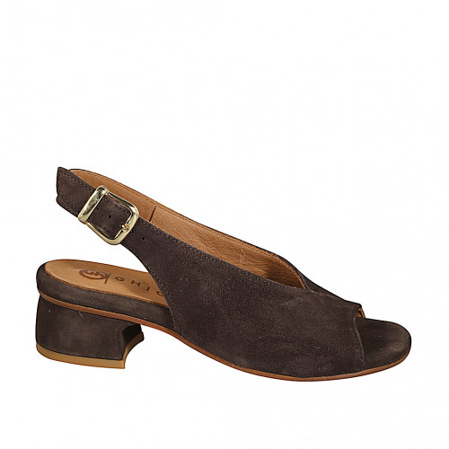Damen Slingback-Sandale aus braunem...