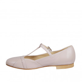Ballerines pour femmes avec courroie en T en cuir nude talon 1 - Pointures disponibles:  33, 34, 35, 42, 43, 44, 45, 46 2