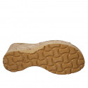 Sabo abierto para mujer con plantilla de memory foam, en piel imprima color nude y cuña de corcho 9 - Tallas disponibles:  32, 33, 34