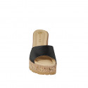 Sabo abierto para mujer con plantilla de memory foam, en piel color negro y cuña de corcho 9 - Tallas disponibles:  32, 33, 34