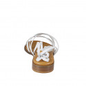 Women's sandal with crossed straps and slave laces in white leather with heel 2 - Available sizes:  32, 33, 34, 42, 43, 44, 45, 46