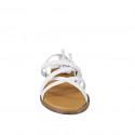 Women's sandal with crossed straps and slave laces in white leather with heel 2 - Available sizes:  32, 33, 34, 42, 43, 44, 45, 46