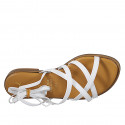 Sandalias para mujer con tiras cruzadas y lazos a la esclava en piel de color blanco y tacón 2 - Tallas disponibles:  32, 33, 34, 42, 43, 44, 45, 46
