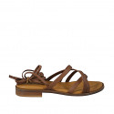 Women's sandal with crossed straps and slave laces in cognac leather with heel 2 - Available sizes:  32, 33, 34, 42, 43, 44, 45, 46