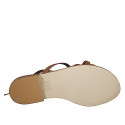 Women's sandal with crossed straps and slave laces in cognac leather with heel 2 - Available sizes:  32, 33, 34, 42, 43, 44, 45, 46