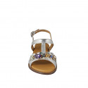 Women's sandal decorated with multicolor rhinestones and crystals, in silver leather and heel 2 - Available sizes:  32, 33, 34, 42, 43, 44, 45, 46