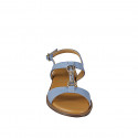 Sandales pour femmes avec accessoire avec strass, en cuir bleu clair et talon 2 - Pointures disponibles:  32, 33, 34, 42, 43, 44, 45, 46