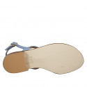 Women's sandal with rhinestone accessory, in light blue leather with heel 2 - Available sizes:  32, 33, 34, 42, 43, 44, 45, 46
