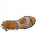 Sandales pour femmes avec accessoire avec strass, en cuir bleu clair et talon 2 - Pointures disponibles:  32, 33, 34, 42, 43, 44, 45, 46