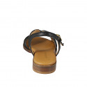 Women's sandal with strappy design in black leather with heel 2 - Available sizes:  32, 33, 34, 42, 43, 44, 45, 46