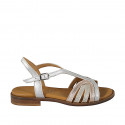 Women's sandal with strappy design in silver, platinum and copper leather with heel 2 - Available sizes:  32, 33, 34, 42, 43, 44, 45, 46