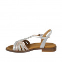 Sandalo da donna con disegno di listini in pelle argento, platino e rame con tacco 2 - Misure disponibili: 32, 33, 34, 42, 43, 44, 45, 46