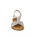 Women's sandal with strappy design in silver, platinum and copper leather with heel 2 - Available sizes:  32, 33, 34, 42, 43, 44, 45, 46